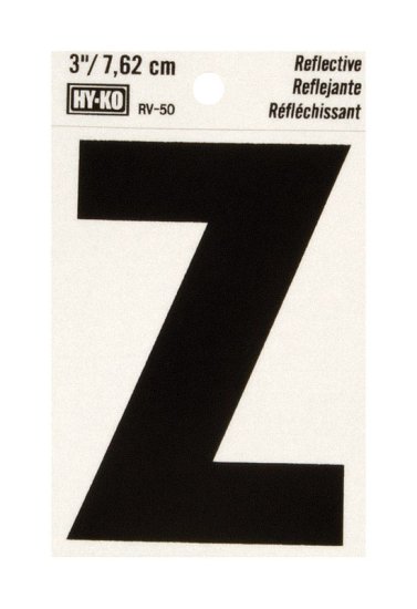 (image for) 3 in. Reflective Black Vinyl Self-Adhesive Letter Z 1 pc.