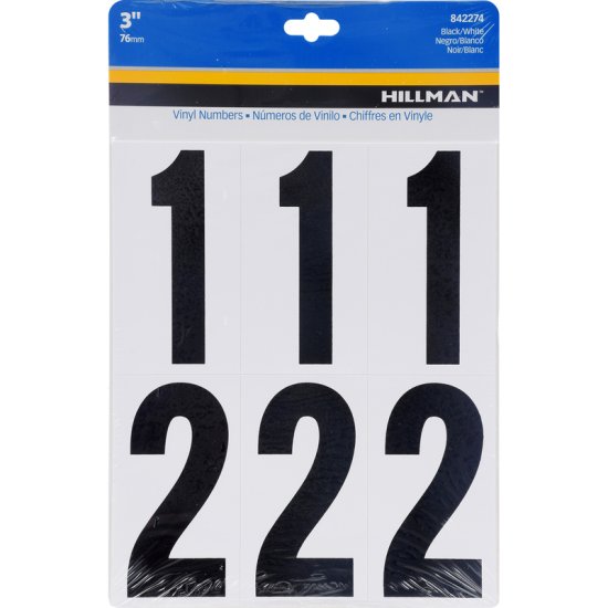 (image for) 3 in. Black Plastic/Vinyl Self-Adhesive Number Set 0-9 27 pc