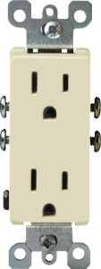 (image for) 15 amps Decora 125 volt Duplex Ivory Outlet 5-15R 1 pk