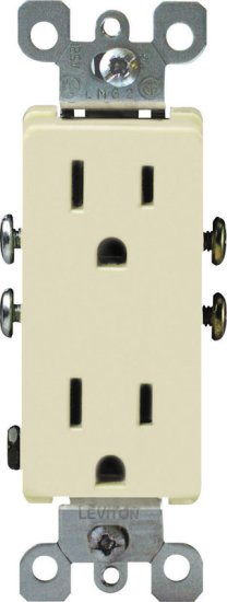 (image for) 15 amps Decora 125 volt Duplex Ivory Outlet 5-15R 1 pk