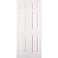 (image for) 30 in. x 80 in. Textured 6-Panel Primed Bi-Fold Door