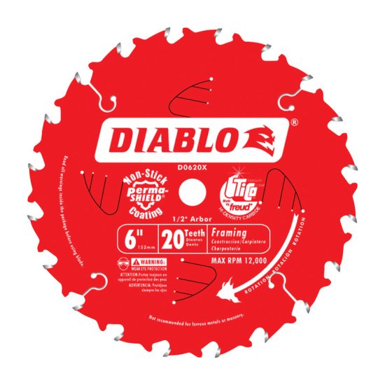 (image for) Diablo 6 in. Dia. x 1/2 in. Carbide Tip Metal Framing Blade 20 t