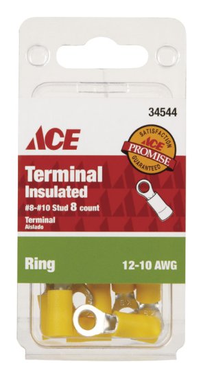 (image for) Insulated Wire Ring Terminal Yellow 8 pk