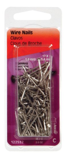 (image for) 17 Ga. x 1 in. L Stainless Steel Wire Nails 1 pk 2 oz.