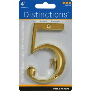 (image for) 4 in. Gold Brass Screw-On Number 5 1 pc.