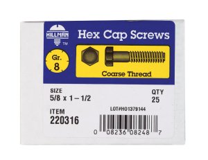 (image for) 5/8 in. Dia. x 1-1/2 in. L Heat Treated Steel Hex Head C
