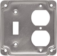 (image for) Square Steel 2 gang Box Cover For 1 Duplex Receptacle and 1