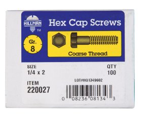 (image for) 1/4 in. Dia. x 2 in. L Heat Treated Steel Hex Head Cap S