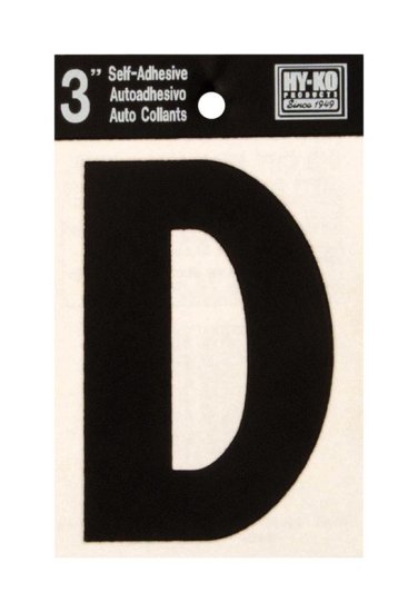 (image for) 3 in. Black Vinyl Self-Adhesive Letter D 1 pc.