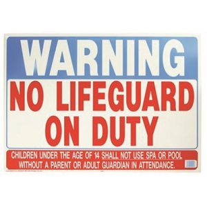 (image for) Water Safety Warning No Lifeguard on Duty Pool Sign