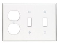 (image for) White 3 gang Thermoset Plastic Duplex/Toggle Wall Plate