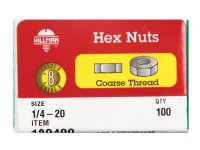 (image for) 1/4 in. Zinc Dichromate Steel USS Hex Nut 100 pk