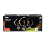 (image for) G25 E26 (Medium) Filament LED Bulb Soft White 40 Watt Eqv 3 Pack