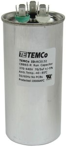 (image for) 70/5 MFD, 440/370 VAC ROUND MOTOR RUN CAPACITOR,