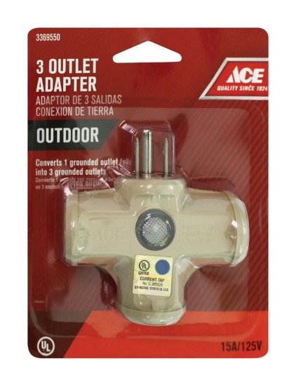 (image for) Grounded 3 outlets Adapter 1 pk