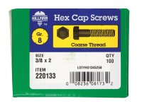 (image for) 3/8 in. Dia. x 2 in. L Heat Treated Steel Hex Head Cap S