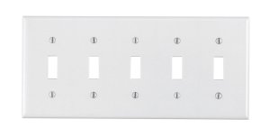 (image for) White 5 gang Plastic Toggle Wall Plate 1 pk