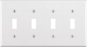 (image for) White 4 gang Thermoset Plastic Toggle Wall Plate 1 pk