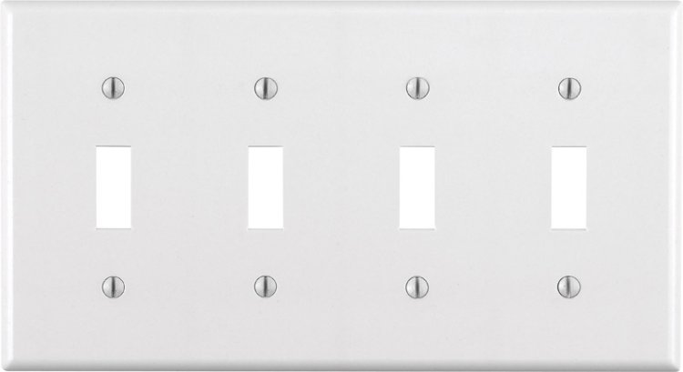 (image for) White 4 gang Thermoset Plastic Toggle Wall Plate 1 pk