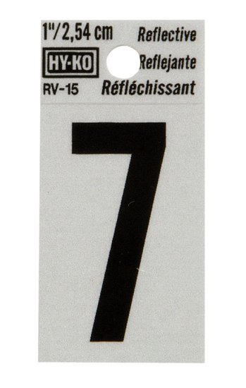 (image for) 1 in. Reflective Black Vinyl Self-Adhesive Number 7 1 pc.