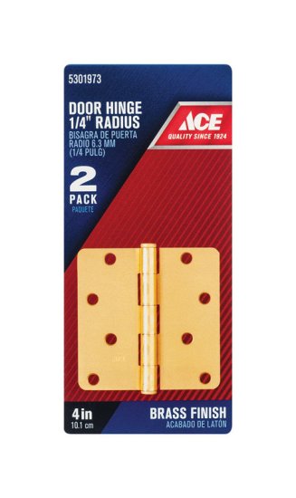 (image for) 4 in. L Satin Brass Residential Door Hinge 2 pk