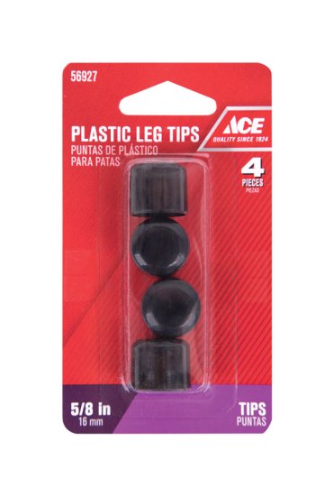 (image for) Plastic Leg Tip Black Round 5/8 in. W 4 pk