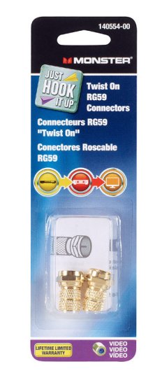 (image for) Monster Just Hook It Up Twist-On RG59 Coaxial Connector 2 pk