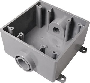 (image for) Cantex 32 cu in Square PVC 2 gang Outlet Box Gray