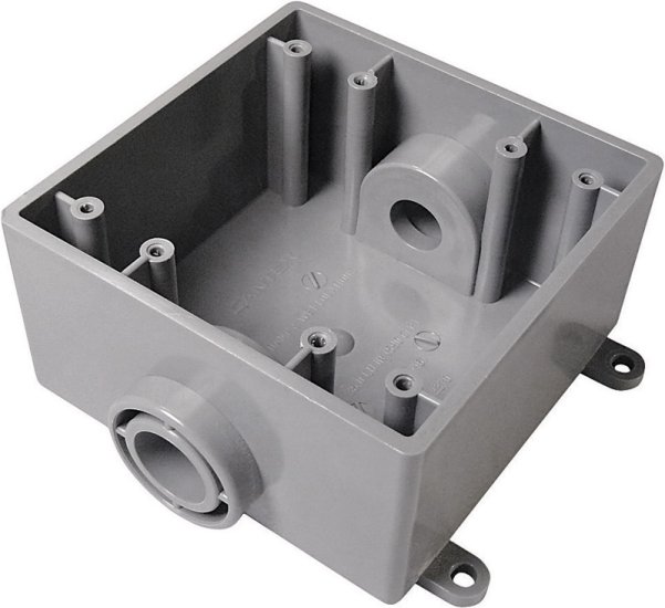 (image for) Cantex 32 cu in Square PVC 2 gang Outlet Box Gray