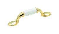 (image for) Cabinet Pull 3 in. White/Polished Brass