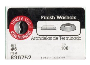(image for) Stainless Steel .138 in. Countersunk Finish Washer 100 p