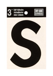 (image for) 3 in. Black Vinyl Self-Adhesive Letter S 1 pc.