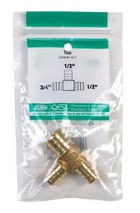 (image for) 3/4 in. PEX x 1/2 in. Dia. PEX Brass Reducing Tee