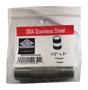 (image for) 1/2 in. MPT x 3 in. L Stainless Steel Nipple