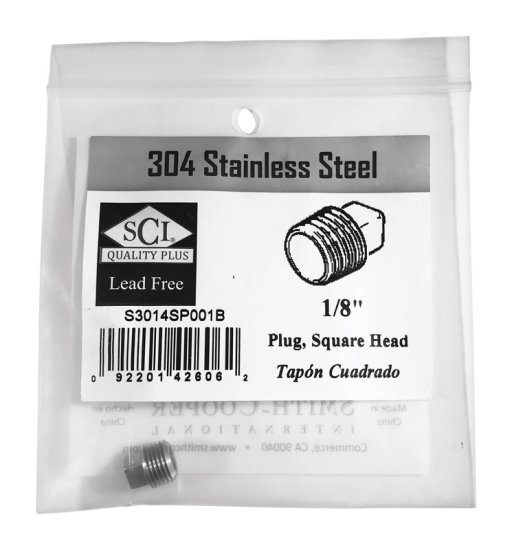 (image for) 1/8 in. MPT Stainless Steel Square Head Plug