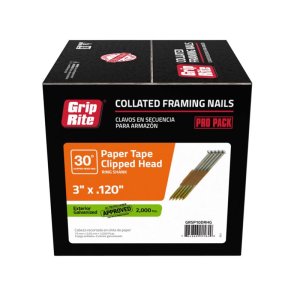 (image for) Grip-Rite 3 in. Angled Strip Hot-Dip Galvanized Framing Nails 30