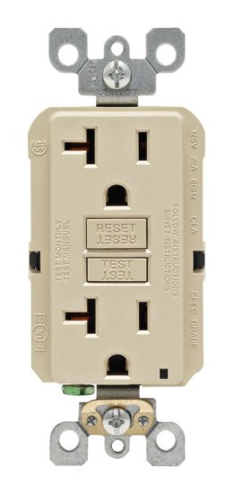 (image for) GFCI 20 amps Smartlock Pro 125 V Duplex Ivory Outlet 5-20