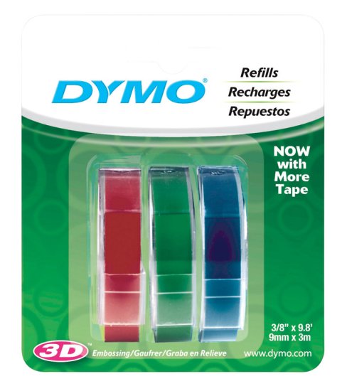 (image for) 3/8 in. W x 9.8 ft. L Blue/Green/Red Lable Maker Tape