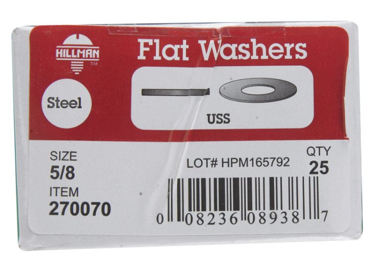 (image for) Zinc-Plated Steel 5/8 in. USS Flat Washer 25 pk