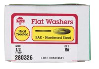 (image for) Yellow Dichromate Steel 1/2 in. SAE Flat Washer 50 pk