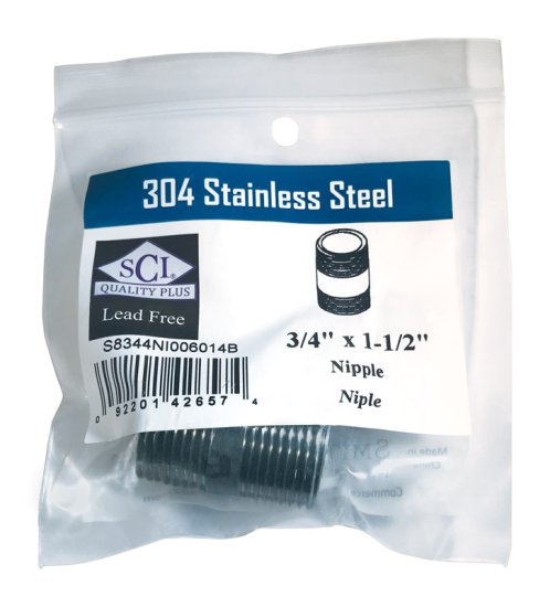 (image for) 3/4 in. MPT x 1-1/2 in. L Stainless Steel Nipple