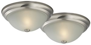 (image for) 13 in. Flush Mount Ceiling Fixture Brushed Nickel 2 Bulb-2 Pack