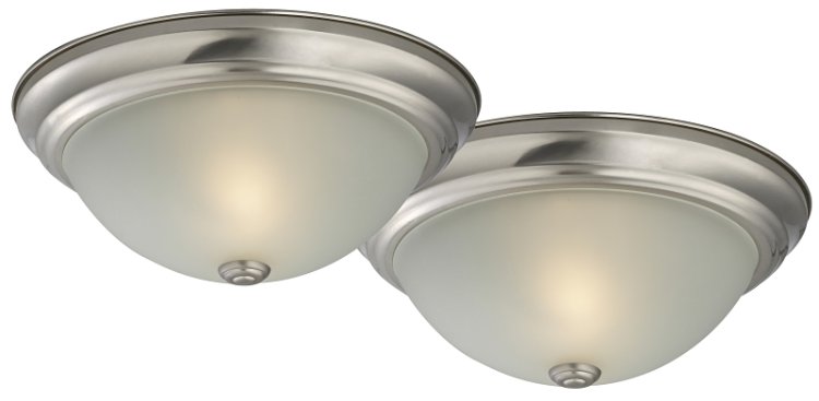 (image for) 13 in. Flush Mount Ceiling Fixture Brushed Nickel 2 Bulb-2 Pack