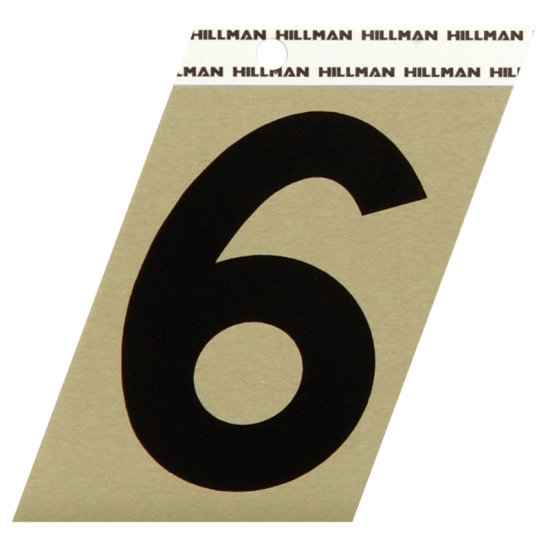 (image for) Hillman 3 in. Reflective Black Vinyl Self-Adhesive Number 6 1 pc