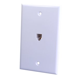 (image for) White 1-Gang Phone Jack Modular with Wall Plate T