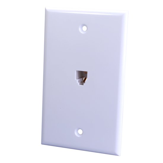 (image for) White 1-Gang Phone Jack Modular with Wall Plate T