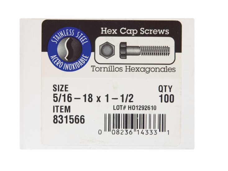 (image for) 5/16-18 in. Dia. x 1-1/2 in. L Stainless Steel Hex Head