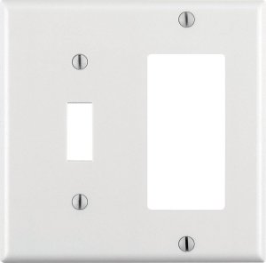 (image for) White 2 gang Thermoset Plastic GFCI/Rocker/Toggle Wall P