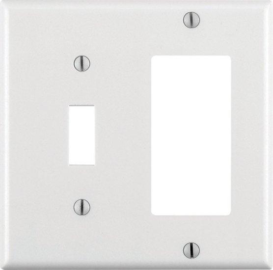 (image for) White 2 gang Thermoset Plastic GFCI/Rocker/Toggle Wall P