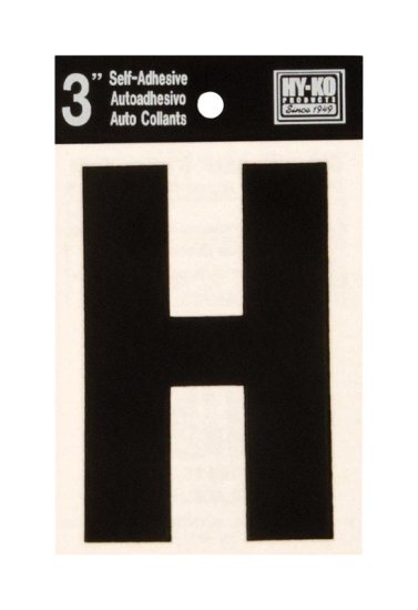 (image for) 3 in. Black Vinyl Self-Adhesive Letter H 1 pc.